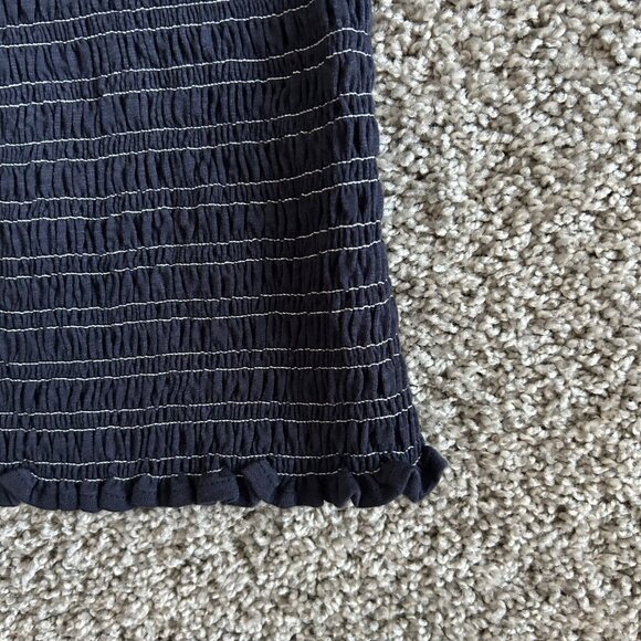 Cinq À Sept Large Fawn Smocked Tous Les Jours Navy Ruched Tank Top - Picture 5 of 12